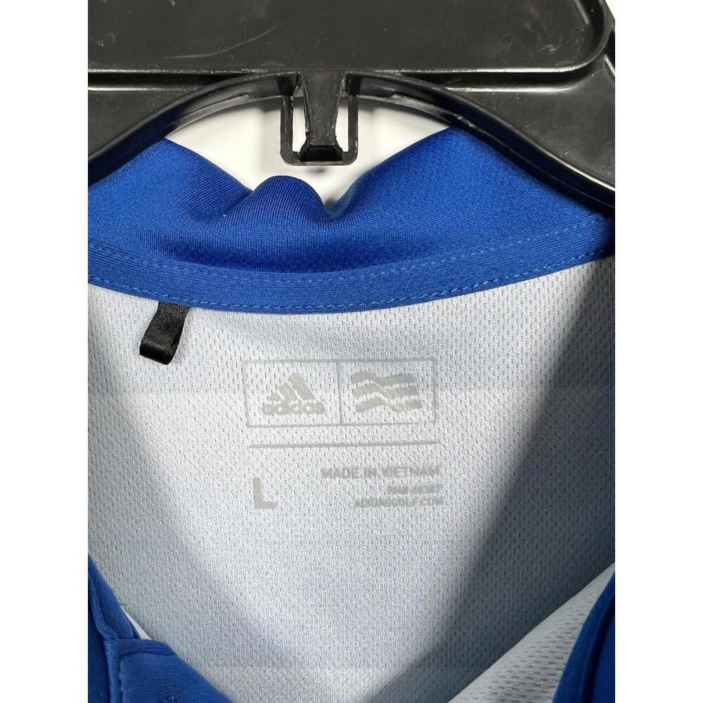 Adidas Golf Polo Shirt Men’s Large Performance Blue Stripe Lightweight - Picture 4 of 7